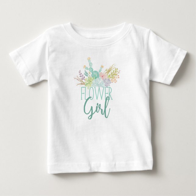 Succulent Bouquet Watercolor | Flower Girl Top Tee (Framsida)