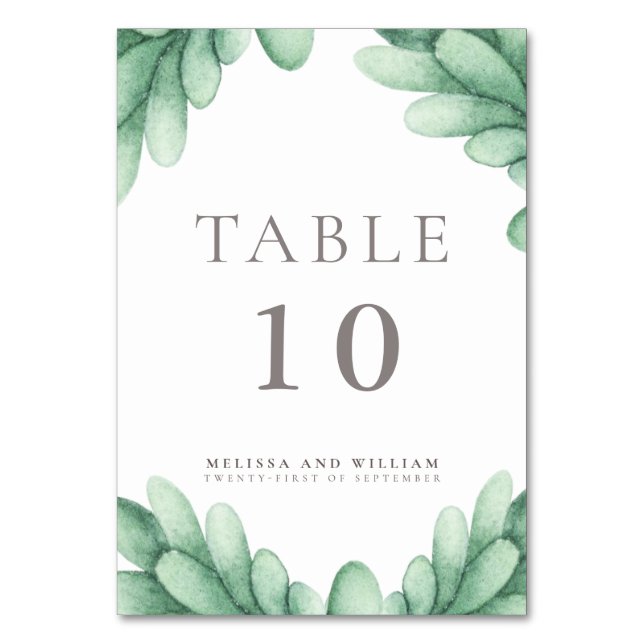 Succulent Bröllop Bordsnummer (Framsidan)