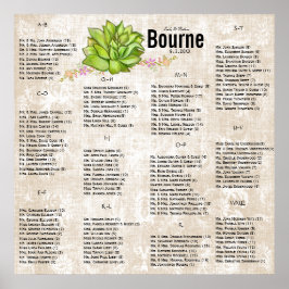 Succulent Bröllop Seating Chart Poster