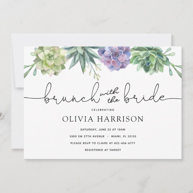 Succulent Brunch med Bride Shower Inbjudningar (Framsida)