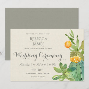 SUCCULENT CACTUS BLOMMIGT GARDEN WEDING INBJUDNINGAR