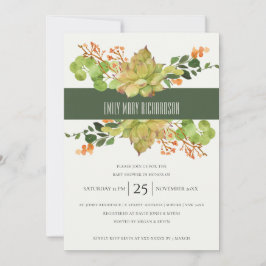 SUCCULENT CACTUS BLOMMIGT WATERCOLOR BABY SHOWER INBJUDNINGAR