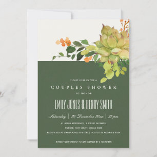 SUCCULENT CACTUS BLOMMIGT WATERCOLOR PAR SHOWER INBJUDNINGAR