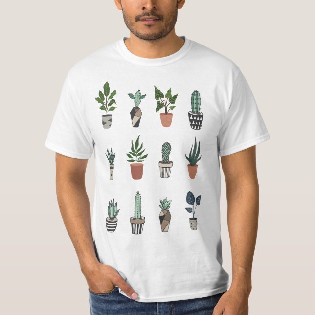 Succulent Cactus Plant Lover Leaf  T Shirt (Framsida)