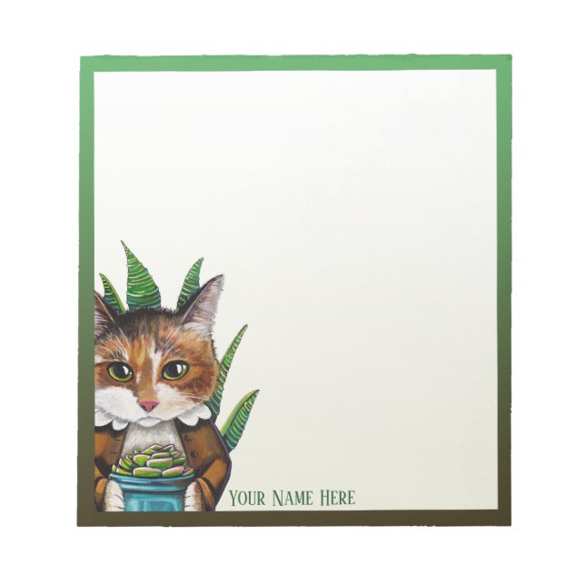 Succulent Calico Cat - Anteckningsblocket Personli Anteckningsblock (Framsida)