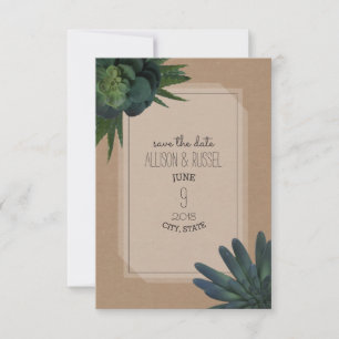 Succulent Cardstock Inspired Bröllop spara datum Datumet