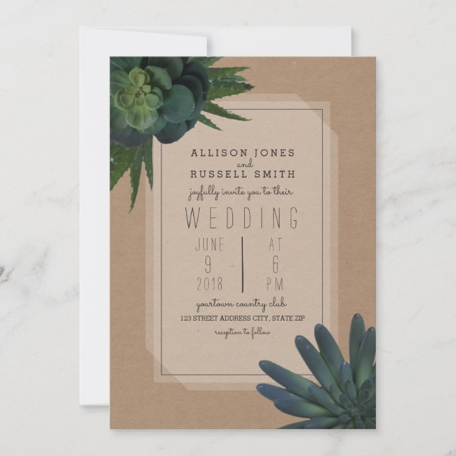 Succulent Cardstock Inspired Wedding bjudande Inbjudningar (Framsida)