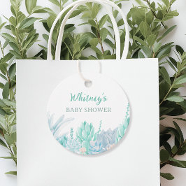 Succulent Cute Watercolor Pojke Shower Gåvor Etiketter