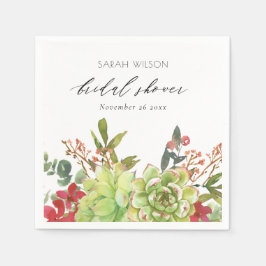 Succulent Desert Cactus Red Blommigt Möhippa Pappersservett