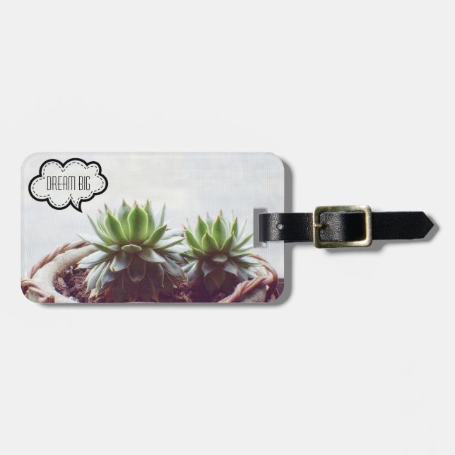 Succulent Dream Big Quote Bagagebricka (Horisontell Framsida)