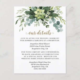 Succulent Eucalyptus Elegant Boho Greenery Bröllop Tilläggskort