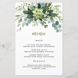 Succulent Eucalyptus Greenery Bröllop Menu-kort