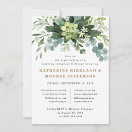 Succulent Eucalyptus Greenery Rehearsal Middag Inbjudningar
