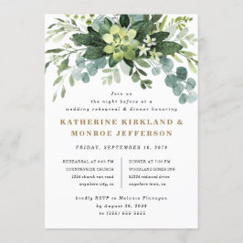 Succulent Eucalyptus Greenery Rehearsal Middag Inbjudningar