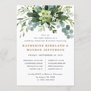 Succulent Eucalyptus Greenery Rehearsal Middag Inbjudningar