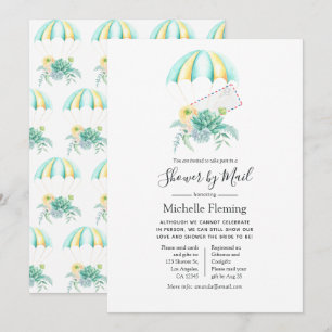 Succulent Fallskärm Möhippa eller Baby Shower by M Inbjudningar