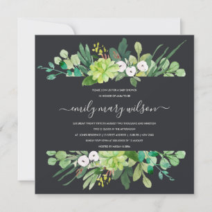 SUCCULENT FOLIAGE RAM WATERCOLOR BABY SHOWER INBJUDNINGAR