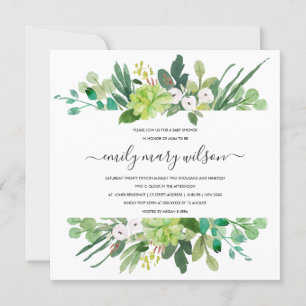SUCCULENT FOLIAGE RAM WATERCOLOR BABY SHOWER INBJUDNINGAR