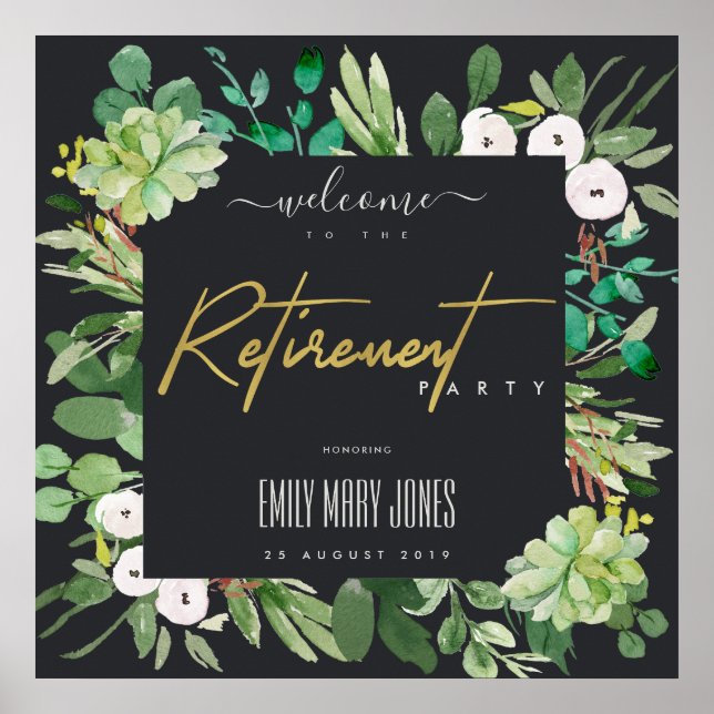 SUCCULENT FOLIAGE WATERCOLOR PENSION VÄLKOMMEN POSTER (Framsidan)