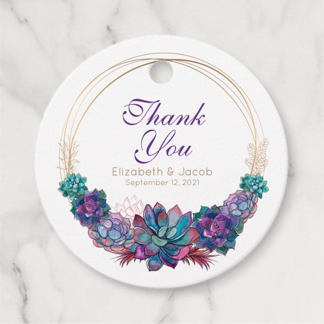 Succulent för ytvattenfärg gåvor etiketter (Framsida)