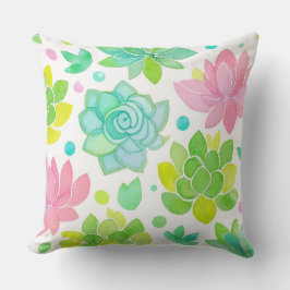 Succulent garden in pastel watercolor pattern kudde