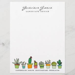 Succulent Garden Letterhead Brevhuvud