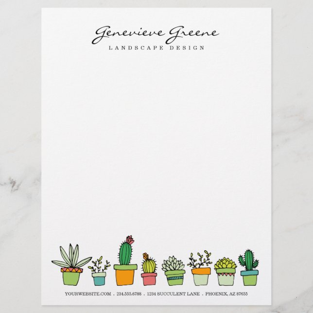 Succulent Garden Letterhead Brevhuvud (Framsida)
