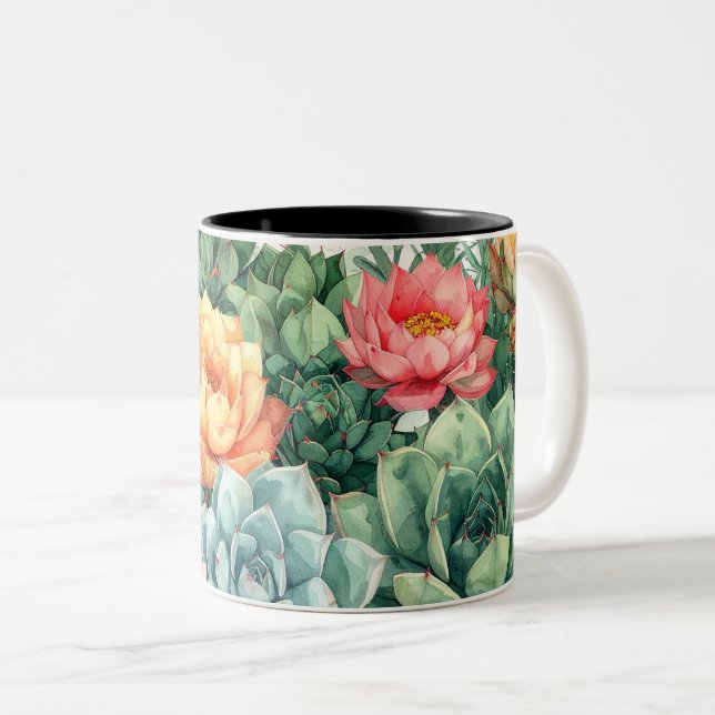 Succulent Garden mug- Cactus Botanical Plant  Två-Tonad Mugg (Framsida höger)