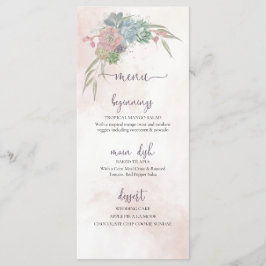 Succulent Green and Blush Wedding Menu Meny