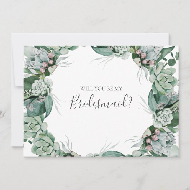 Succulent Greenery | Bridesmaid Frieri Card Inbjudningar (Framsida)