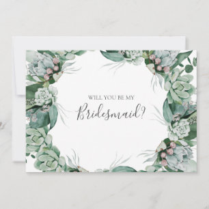 Succulent Greenery Bridesmaid Frieri Card Inbjudningar