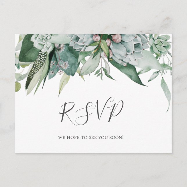 Succulent Greenery | Bröllop OSA vykort (Framsida)