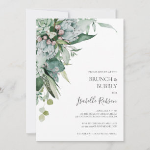 Succulent Greenery Brunch- och bubbelduschar Inbjudningar