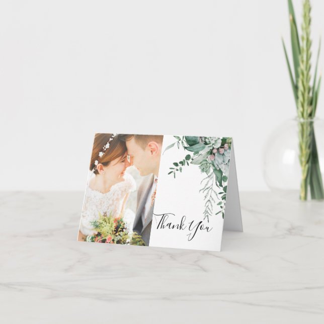 Succulent Greenery | Foto på framsida och baksida Tack Kort (Framsida)