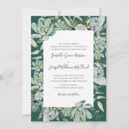 Succulent Greenery | Grönt Traditionellt Namn i Fu Inbjudningar