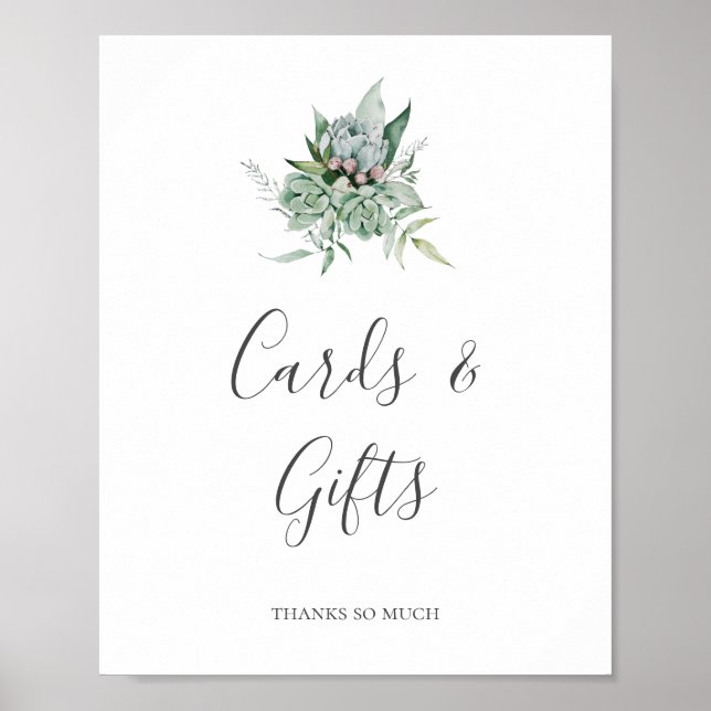 Succulent Greenery | Kort- och presentkort Poster (Framsidan)