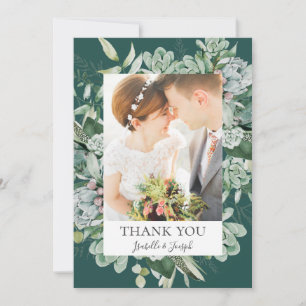 Succulent Greenery   Mörk grönt platt foto Tack Kort