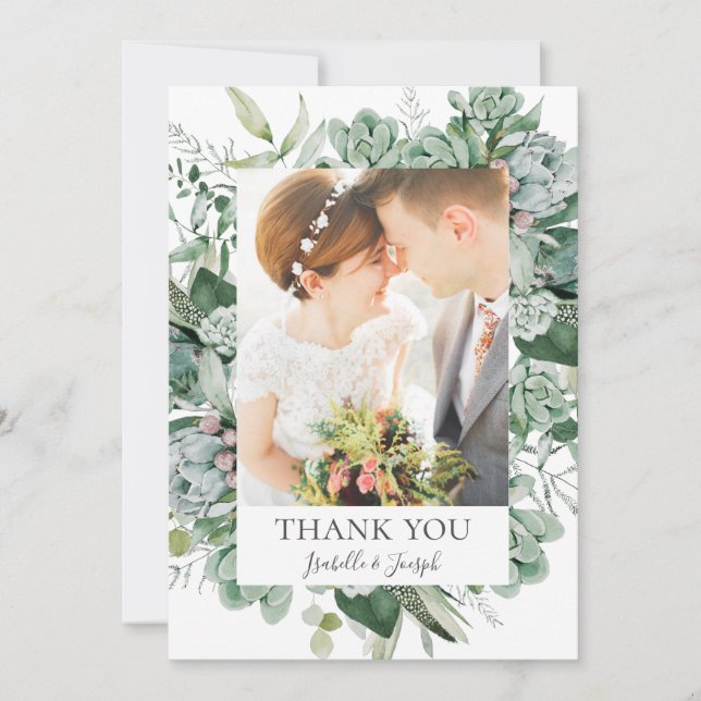Succulent Greenery | Platta fototackkort Tack Kort (Framsida)