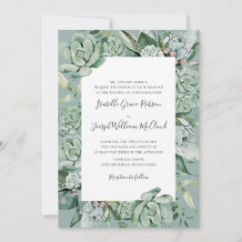 Succulent Greenery | Sage Traditional Fullt Namn Inbjudningar