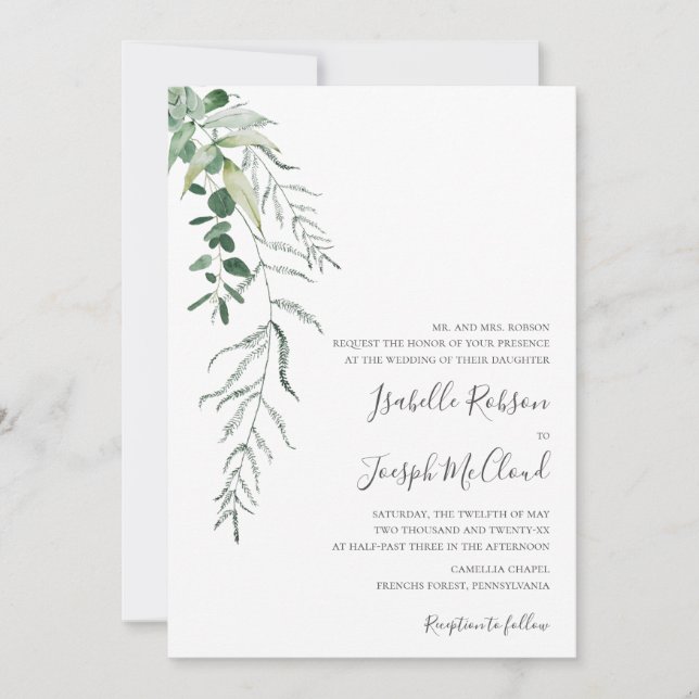 Succulent Greenery | Traditionell inbjudan till Br (Framsida)