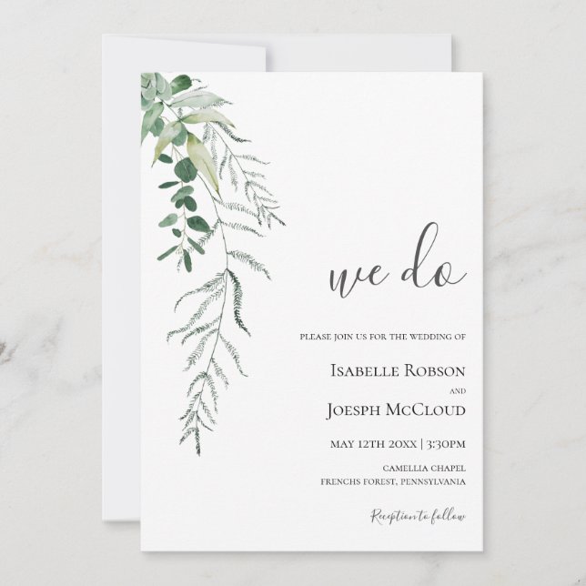 Succulent Greenery | Vi inbjuder till bröllop Inbjudningar (Framsida)