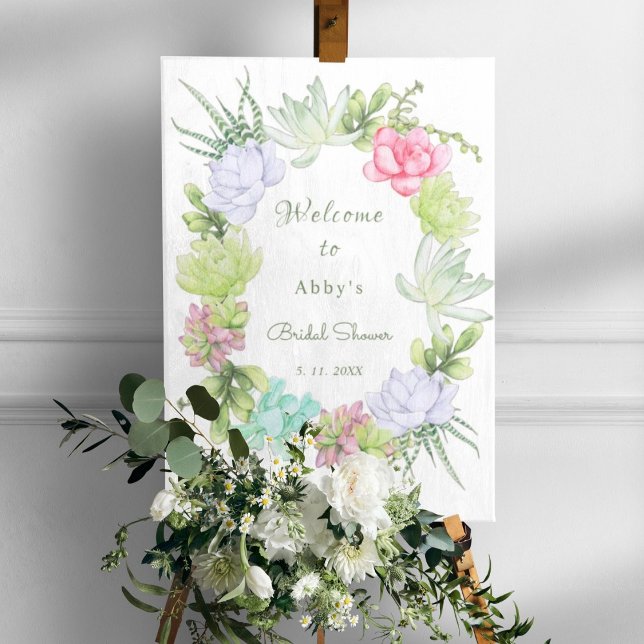 Succulent Greenery Wreath Bridal Shower Welcome Poster (Skapare uppladdad)