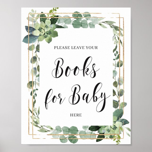Succulent grey boho bokar för baby-tecken poster (Framsidan)