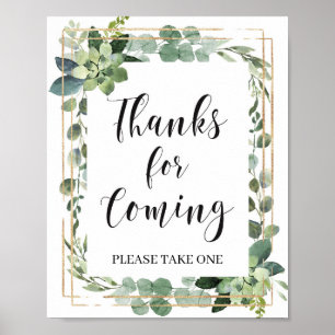 Succulent grey boho, tack för att du kom med teckn poster