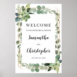 Succulent Guld Välkommen till Rehearsal Dinner Sig Poster