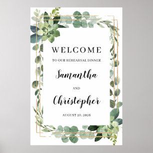 Succulent Guld Välkommen till Rehearsal Dinner Sig Poster