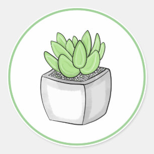 Succulent Hand plockade Houseplant Art Runt Klistermärke