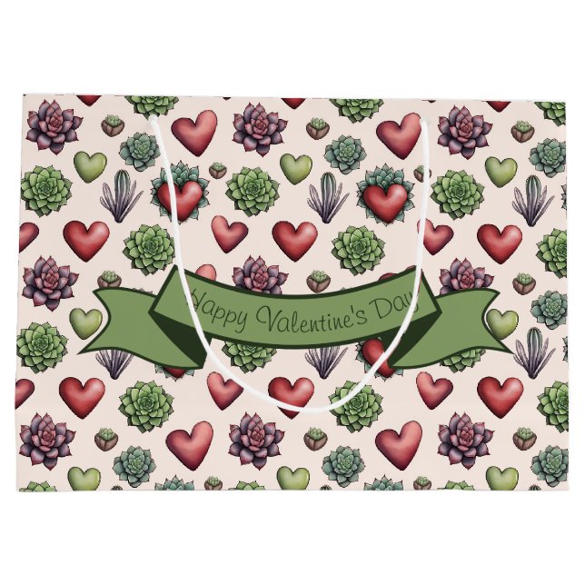 Succulent Heart Watercolor Valentines day Mönster (Baksidan)