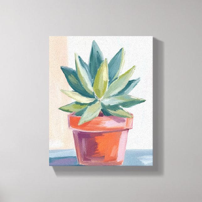 Succulent Houseplant Watercolor Botanical Canvastryck (Framsida)