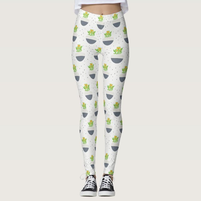 Succulent Kalanchoe Plant Mamma Mönster Leggings (Framsida)